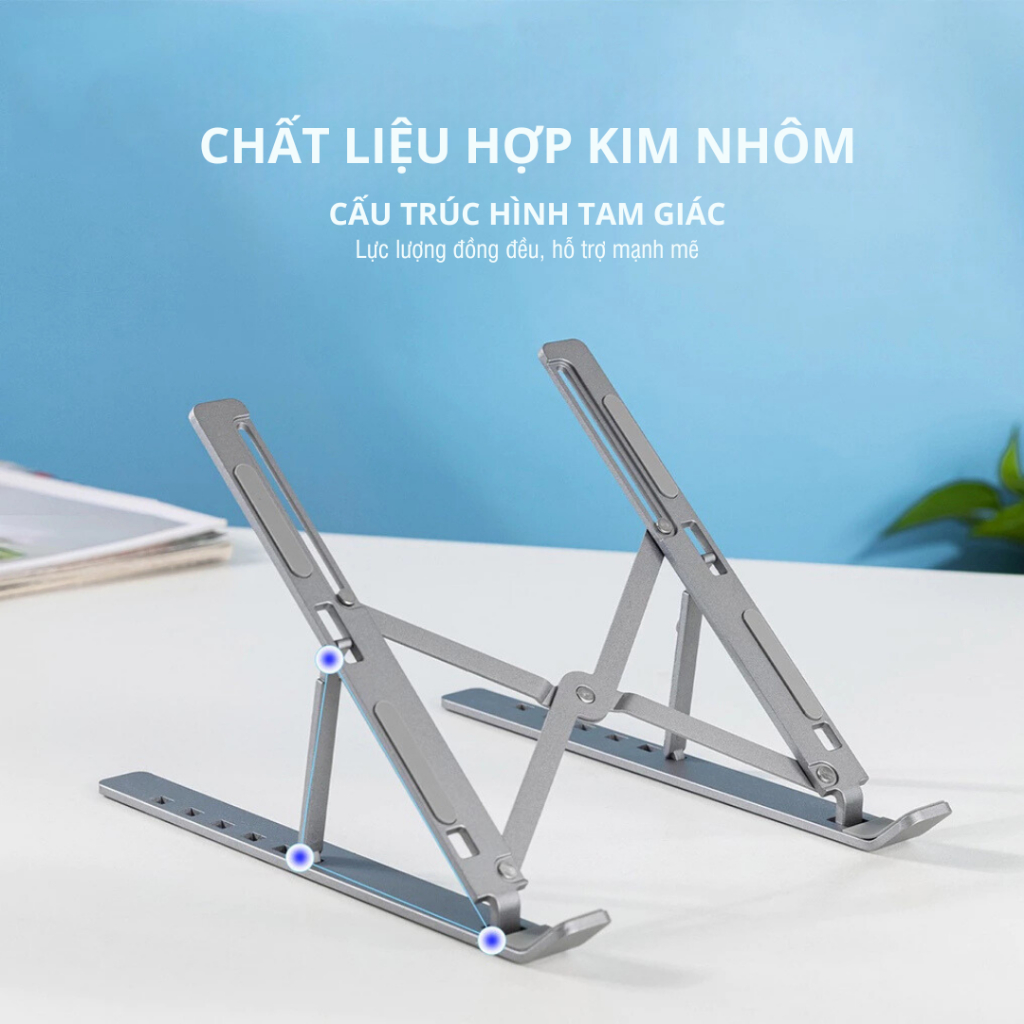 Giá đỡ Laptop, Macbook, Ipad bằng kim loại điều chỉnh được độ cao, quạt và đế tản nhiệt kê laptop HASAGI
