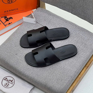 Dép HM Izmir da Epsom Black Classic. Dép HM nam màu đen Hàng QC cao cấp.