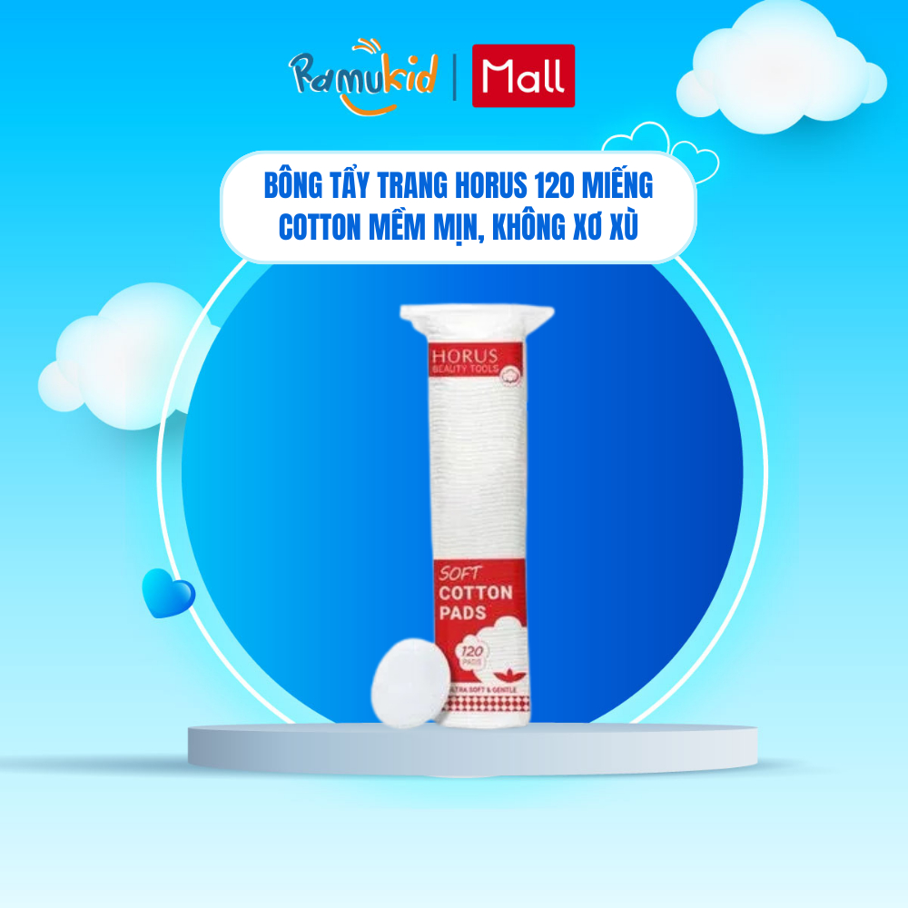 Bông tẩy trang Horus Soft Cotton Pads 120 pads - bông tẩy trang cotton mềm mịn, không xơ xù