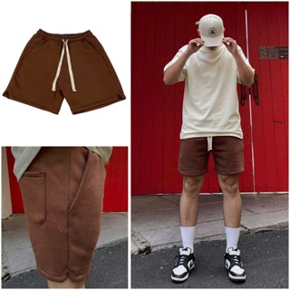 Quần short đùi nam nữ thun nỉ bông cotton trơn basic EWIGEN màu NÂU ĐẤT , thể thao , đứng form , gọn gàng thoáng mát