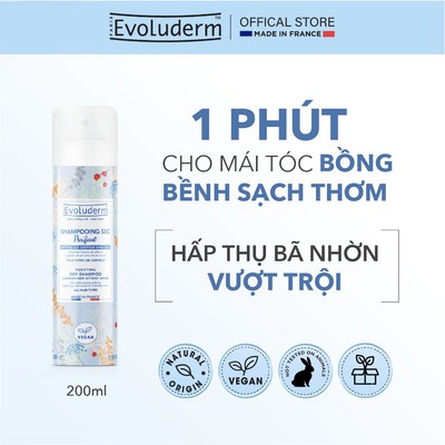 Dầu gội khô Evoluderm dành cho tóc dầu, cho mái tóc bồng bềnh, làm phồng tóc cấp tốc 200ml/400ml (QT)