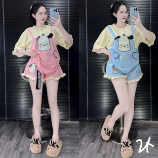 sét đồ bộ, áo form to, in phối màu hình 3d, quần đùi phối viền, chât thun tăm lạnh Thêu Chó Đóm _Xưởng May Thu Lê