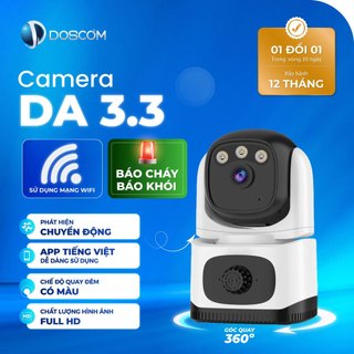  Camera báo khói báo cháy Doscom DA3.3 - Camera wifi phát hiện khí gas báo động bảo vệ gia đình 