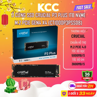  Ổ cứng SSD Crucial P3 Plus 500GB 1TB NVMe M.2 PCIe Gen4 x4 - Mới bảo hành 3 năm 