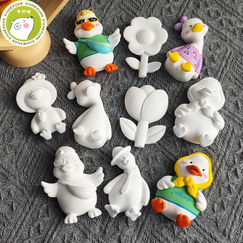 Tô tượng thạch cao vịt 2d size mini (Không kèm màu và cọ)