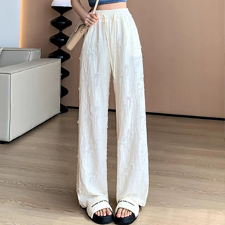 Quần Suông Nữ Dáng Dài Ống Rộng Cạp Chun Vải Đũi Xước Rách Cá Tính, Đính Đá Thời Trang Sugal QUAN NU 094V1