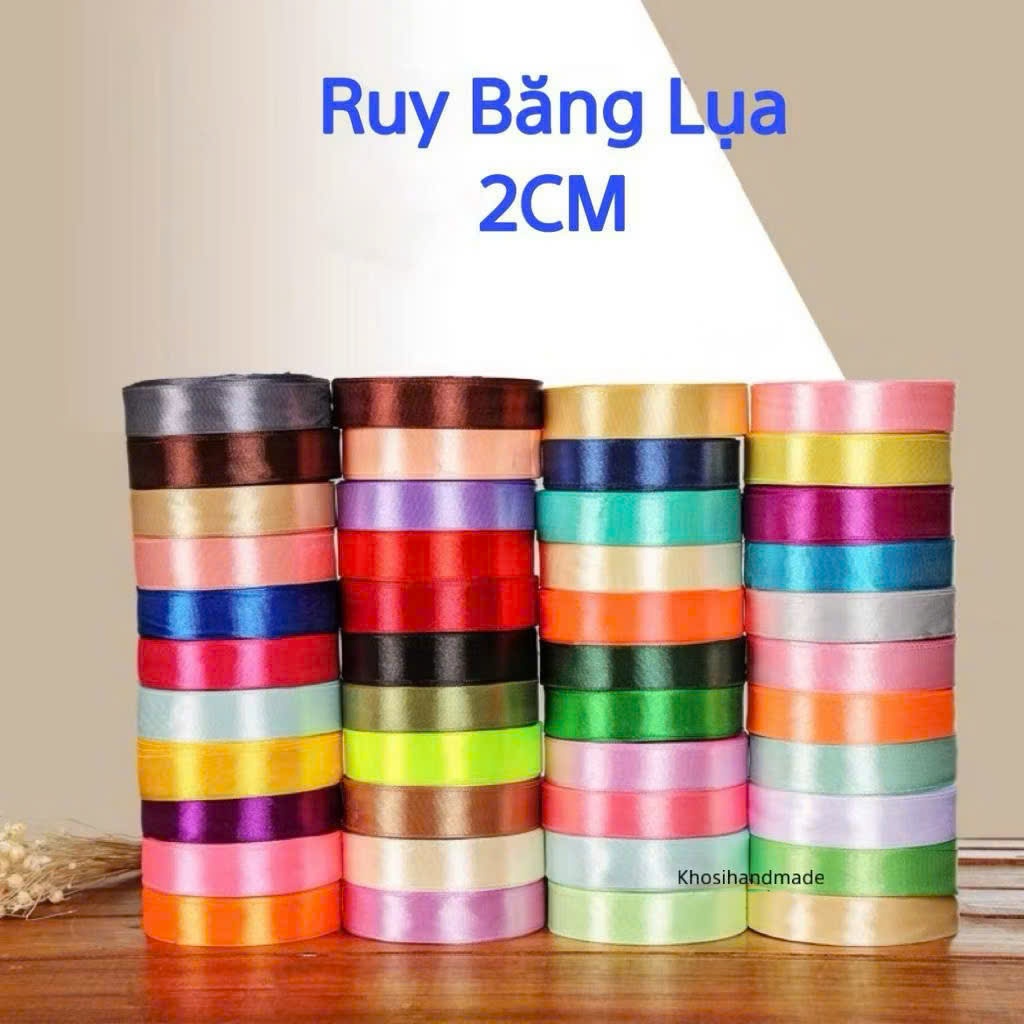 Ruy băng vải lụa 2cm cuộn dài 22m