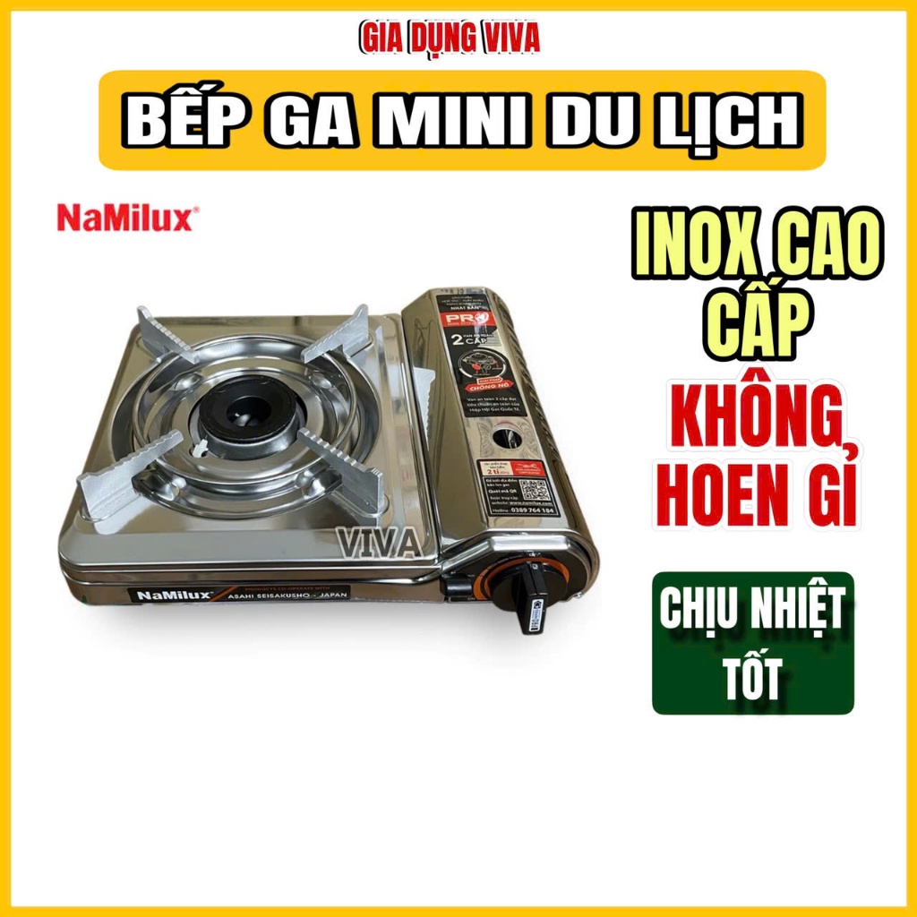 Bếp gas inox NAMILUX PL-2111AS - Bếp ga du lịch mini INOX tiết kiệm gas CAO CẤP an toàn VIVA