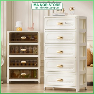 Tủ Nhựa Nhiều Tầng Phòng ngủ/phòng khách Tủ ngăn kéo Cửa trong suốt cao cấp/tay nắm mạ vàng
