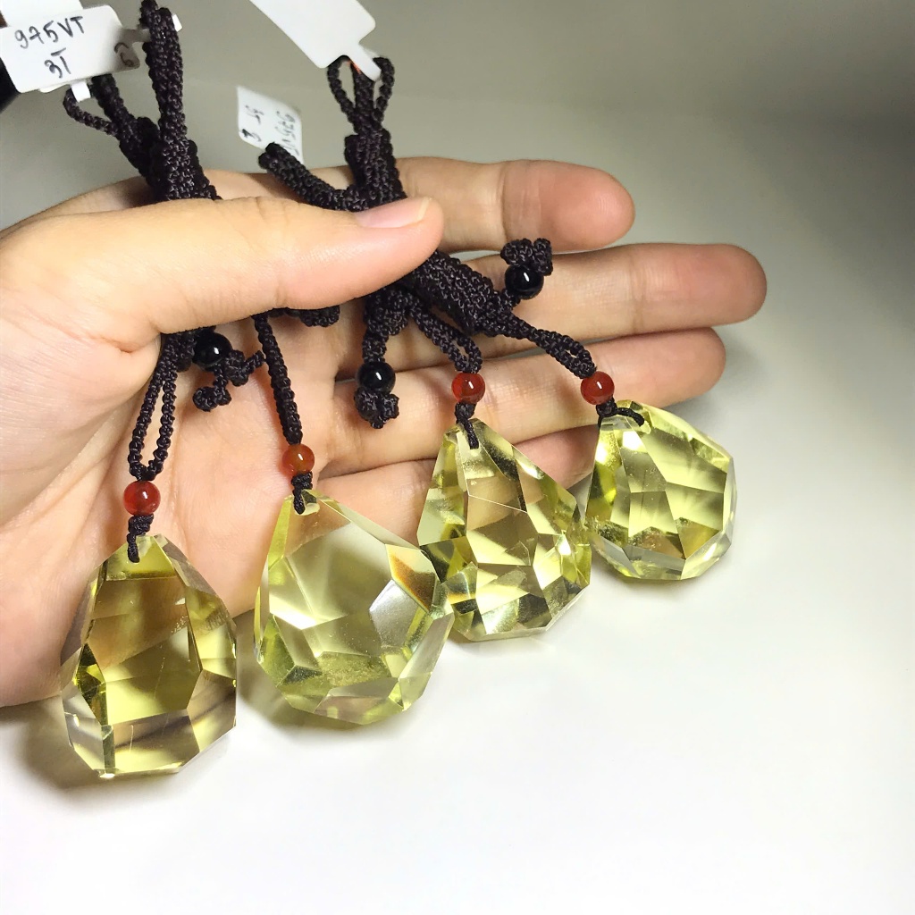 [THẠCH ANH VÀNG]  MẶT DÂY - MÓC TREO KHỐI THÔ THẠCH ANH VÀNG