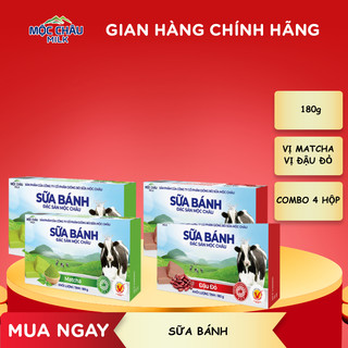  Combo 4 hộp 2 vị Sữa bánh Mộc Châu Milk  180g  Hộp  
