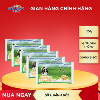  Combo 5 gói Bánh Sữa Cô Đặc Nguyên Chất - Gói 200g  14 chiếc 1 gói  Mộc Châu Milk 