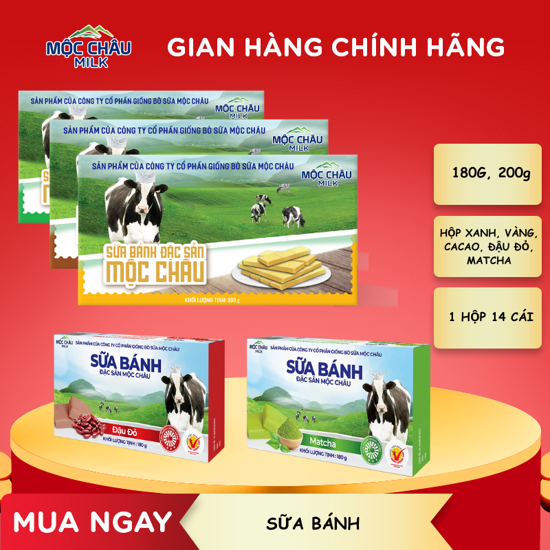 Bánh Sữa Cô Đặc Nguyên Chất Mộc Châu Milk - 200g (14 chiếc)