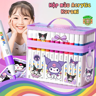 Hộp Bút Màu Acrylic Kuromi Vẽ Được Trên Nhiều Chất Liệu Đầu Bút Cao Cấp Độ Lên Màu Chuẩn Kèm Sticker Túi Đựng Chống Nước