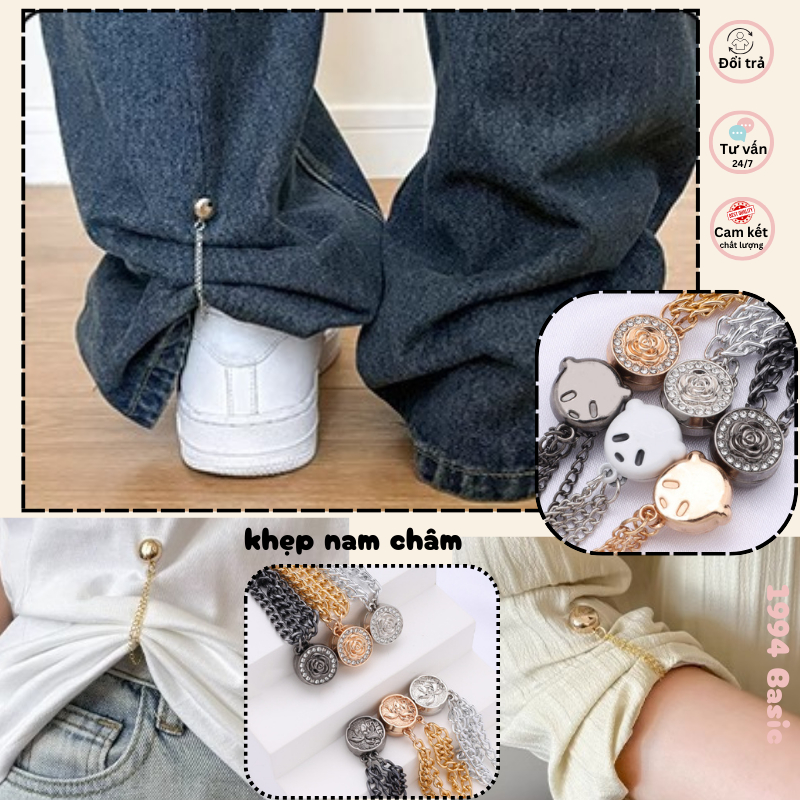 (1 chiếc) Kẹp nam châm cố định gấu quần - áo bị trùng, dài, Kẹp điều chỉnh chiều dài quần áo ..vv