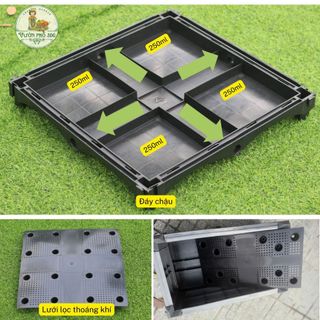 Chậu ghép thông minh HDPE, Chậu trồng rau, Chậu trồng cây kích thước 150x50x40cm mầu Ghi- Trắng