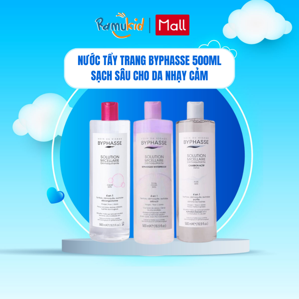 Nước tẩy trang BYPHASSE tẩy trang sạch sâu cho da nhạy cảm 500ml