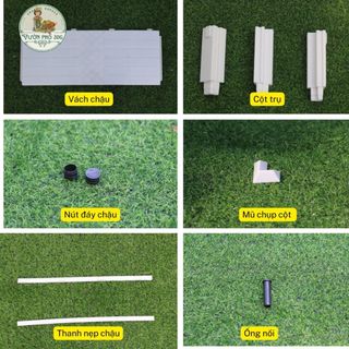 Chậu ghép thông minh HDPE, Chậu trồng rau, Chậu trồng cây kích thước 150x50x40cm mầu Ghi- Trắng