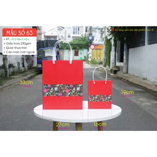 25 cái - Túi giấy Ivory đựng quà mùa Lễ Tết - Túi số 63 ĐỎ