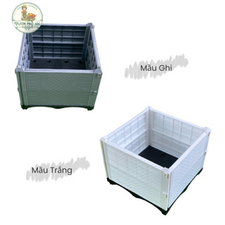 Chậu ghép thông minh HDPE, Chậu trồng rau, Chậu trồng cây kích thước 150x50x40cm mầu Ghi- Trắng
