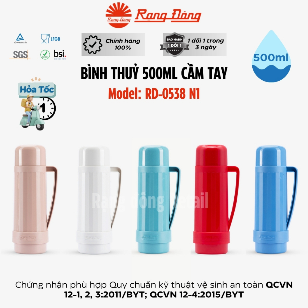 Bình thuỷ Rạng Đông 500ml RD-0538 N1 phích đựng nước nóng 0.5L