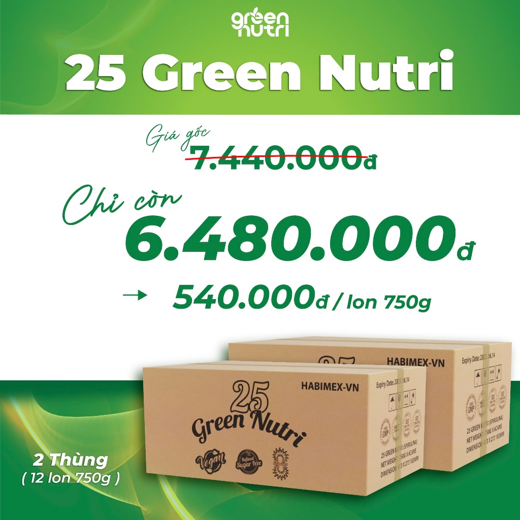 [Gía ưu đãi] Combo 12 Lon Sữa Hạt Ngũ Cốc 25 Green Nutri 25 Loại Hạt Đậu - Dạng Lon 750gr
