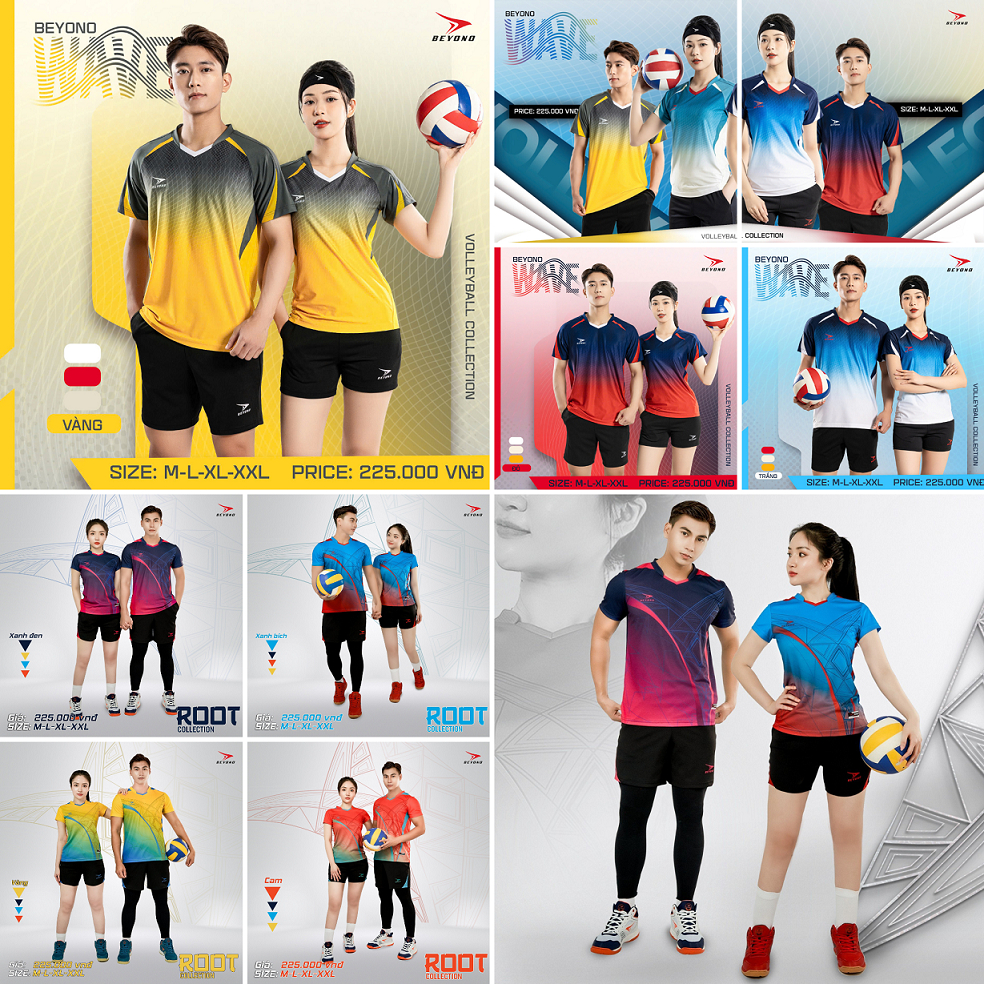 Bộ Quần Áo Thể Thao Bóng Chuyền Cầu Lông Nam Nữ Beyono Root, Beyono Wave Cao Cấp Có Túi