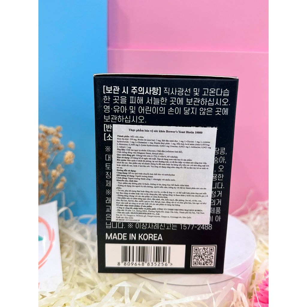 Viên uống mọc tóc Biotin men bia khô Hàn Quốc– Hộp 60 viên