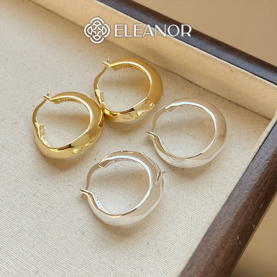 Bông tai nữ chuôi bạc 925 Eleanor Accessories viền trơn basic phụ kiện trang sức khuyên tai 8519