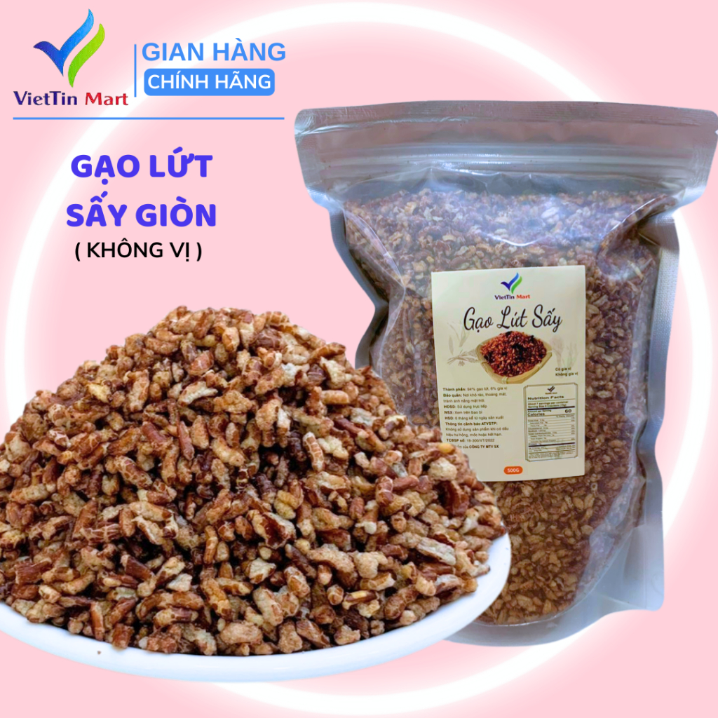 Gạo Lứt Sấy Giòn Không Tẩm Gia Vị Viettin Mart 500g