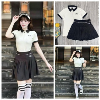 Bộ Váy Thể Thao Nữ LiNing Dáng Xếp Ly Kèm Áo Cổ Trụ Khoá Kéo, Quần Áo Tennis, Cầu Lông, Golf, Pickleball,...