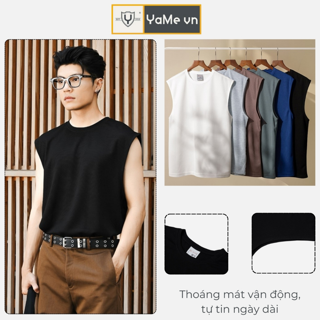 Áo Thun 3 Lỗ Nam Cổ Tròn Co Giãn Đơn Giản Thời Trang Thương Hiệu Y2010 Non Branded 02 23714 |YaMe|