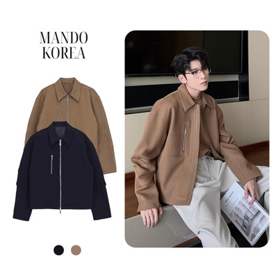 Áo Khoác Gentle Jacket Kaki MANDO Dáng Lửng 2 Lớp Màu Nâu Khoá Zip Kim Loại Phong Cách Hàn Quốc - JAK015