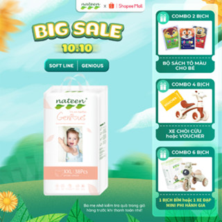 Tã Bỉm Quần Hữu Cơ Nateen GENIOUS Dòng Cải Tiến Cao Cấp Châu Âu Size XXL38 (14,5 - 17 kg)
