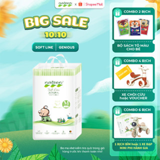 Tã/Bỉm Quần hữu cơ Nateen SOFTLINE cao cấp CHÂU ÂU mỏng nhẹ, khô thoáng size M60 (5 - 9kg)