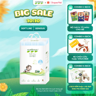 Tã/Bỉm quần hữu cơ Nateen SOFTLINE cao cấp CHÂU ÂU mỏng nhẹ, khô thoáng đủ size Quần L54 (9-12kg)