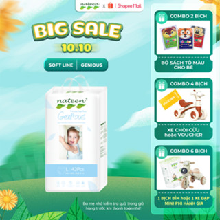 Tã Bỉm Quần Hữu Cơ Nateen GENIOUS Dòng Cải Tiến Cao Cấp Châu Âu Size L42 (9-12kg)