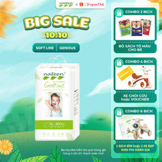 Tã Bỉm Quần Hữu Cơ Nateen GENIOUS Dòng Cải Tiến Cao Cấp Châu Âu Size XL40 (12 - 14,5kg)