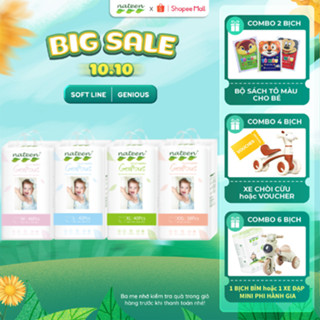 [Combo 4 + Tặng xe] Bỉm Quần Hữu Cơ Nateen Genious Dòng Cao Cấp Châu Âu Đủ Size M46/L42/XL40/XXL38