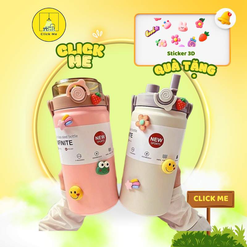 Bình giữ nhiệt BOSS Inox 316 cao cấp dung tích 1000ml, 1200ml có ống hút tiện lợi ( Tặng sticker 3D 