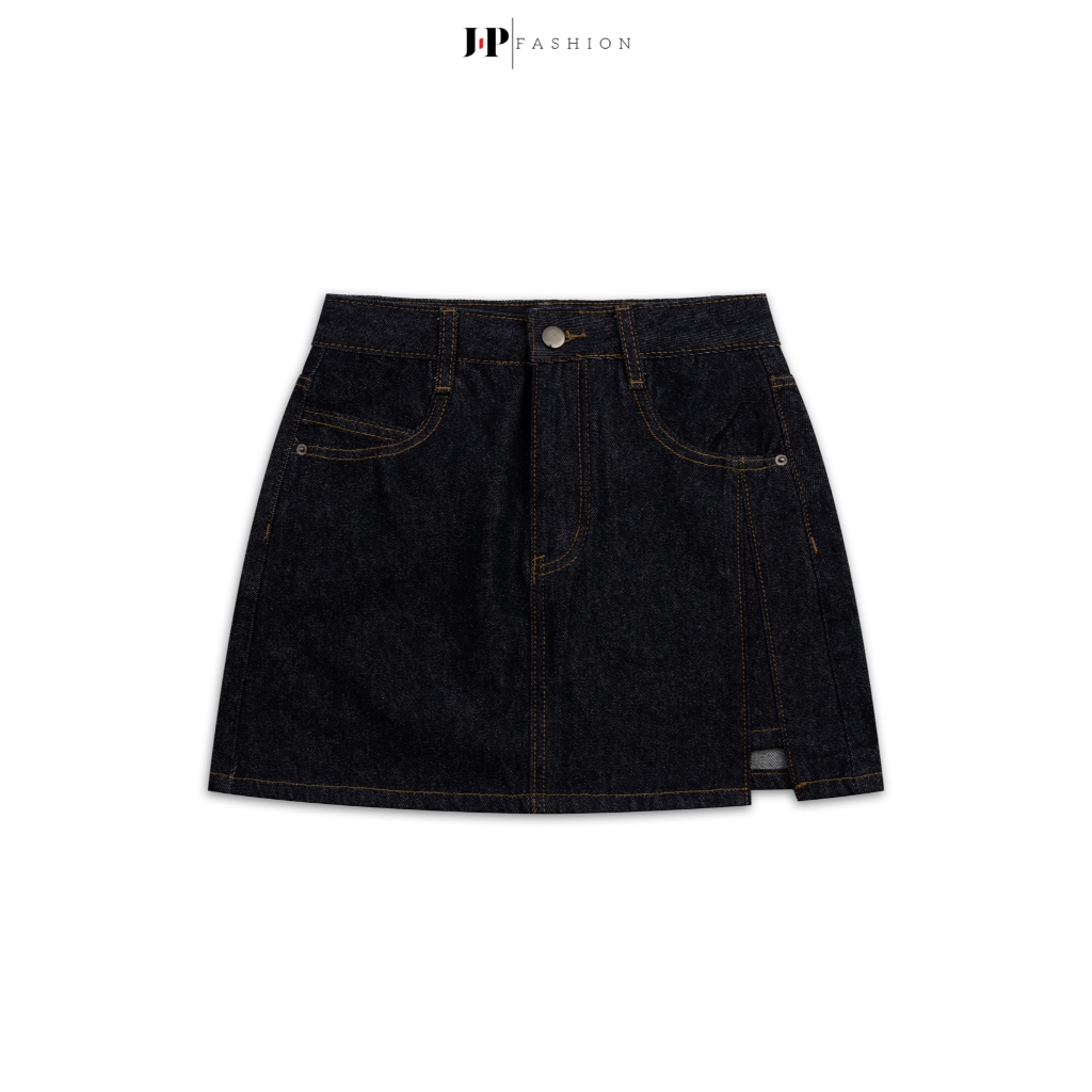 Chân Váy Jean Ngắn JP FASHION Chữ A Nhẹ Ôm Vòng Ba, Chân Váy Jean Nữ Lưng Cao Có Lót Quần Bên Trong Xẻ Tà Bên 17011149