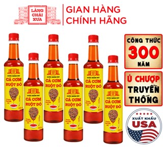 [TẶNG 1 NƯỚC TƯƠNG 125ML] Thùng 6 chai Nước mắm nhỉ cá cơm ruột đỏ Làng Chài Xưa 525ml - cá ngon vùng nước trồi