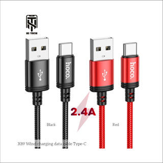 Cáp sạc Type C hoco X89, hỗ trợ sạc nhanh lên đến 2.4A, truyền dữ liệu từ USB sang Type C, Dây bện dù chống đứt dài 1m.