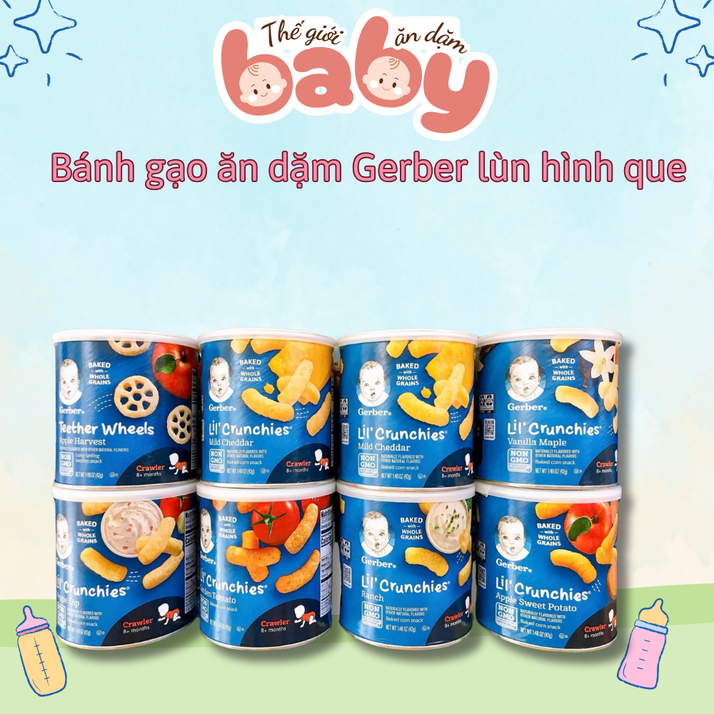 Bánh Gerber lùn Lil' Crunchies dạng que cho bé từ 8 tháng tuổi
