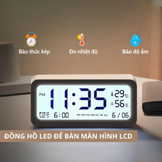 Đồng hồ led để bàn báo thức GOHANTO màn hình LCD cao cấp đo nhiệt độ và độ ẩm trang trí phòng đẹp