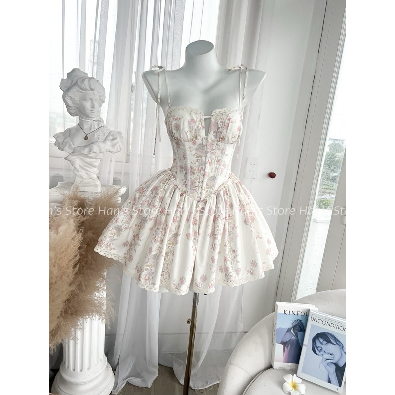 (SẴN L )VÁY COTTON HOA HAI DÂY DÁNG TÙNG XOÈ XINH XẮN(ẢNH THẬT)