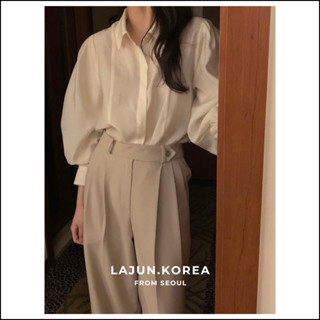   LAJUN KOREA  Áo Blouse Tơ Anna Mỏng Nhẹ Mềm Tay Dài Hàn Quốc 