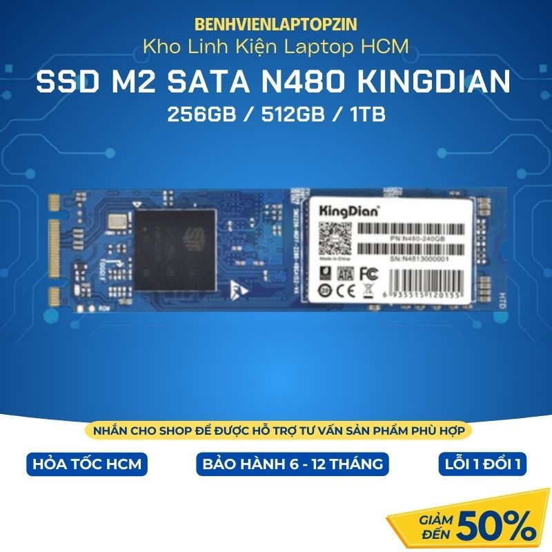 Ổ Cứng SSD N480 Cho Laptop, PC, SSD Kingdian N480 2 Khe - 256GB/512GB/1TB - Hàng mới 100% BH 24 Thán