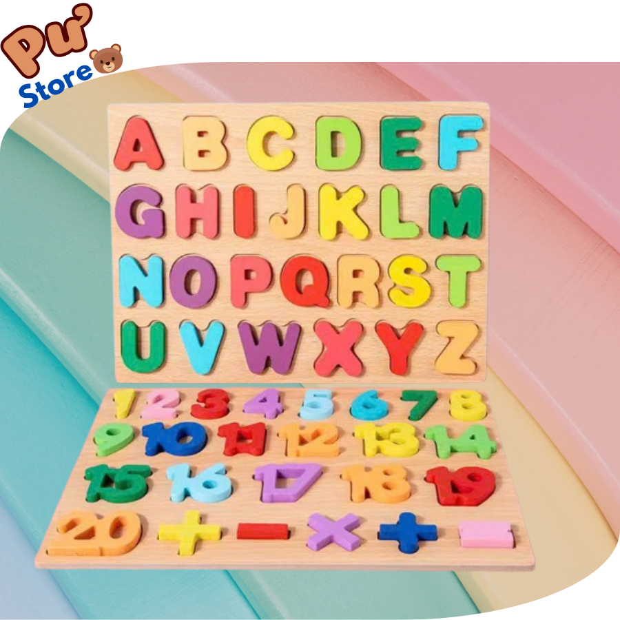 Đồ chơi bảng chữ cái đầy đủ 24 chữ cái và số học dành cho các bé vừa học vừa chơi phát triển tư duy