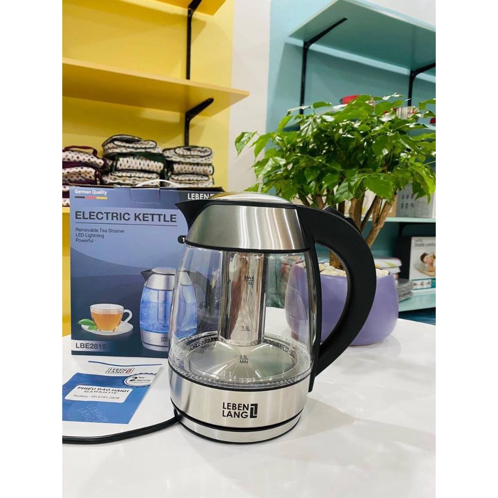IdogiadungI Ấm siêu tốc thủy tinh Lebenlang 1.8L LBE2819 Đức